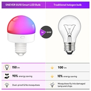 Oppladbar lyspære m. RGB og fjernkontroll - E27 - 2 stk.