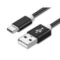 Reekin nylonflettet USB-A/USB-C-kabel - 2A, 1m - Svart