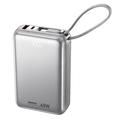 Remax AS-182-45 20000mAh powerbank med USB-C- og Lightning-kabler - 45W - sølv