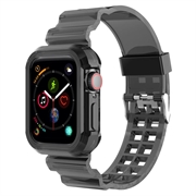 Apple Watch Series 11/10 Erstatnings Silikonstropp med Integrert Ramme - 42mm - Gjennomsiktig svart