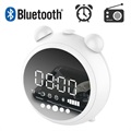 Retro Bluetooth-høyttaler med FM Radio & LED-vekkerklokke JKR-8100 (Åpen Emballasje - Tilfredsstillende) - Hvit
