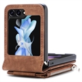 Samsung Galaxy Z Flip5 Retro Belagt Deksel med Lommebok - Brun