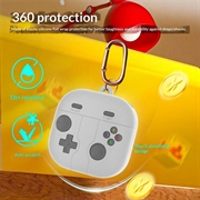 Samsung Galaxy Buds 4/4 Pro Retro Gamepad silikonetui med karabinkrok - grå