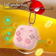 Samsung Galaxy Buds 4/4 Pro Retro Gamepad silikonetui med karabinkrok - rosa