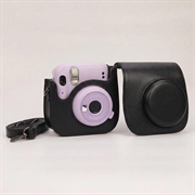 Fujifilm Instax Mini 12/11/9/8 retro kameraveske i skinn med skulderrem - svart