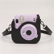 Fujifilm Instax Mini 12/11/9/8 retro kameraveske i skinn med skulderrem - svart
