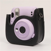 Fujifilm Instax Mini 12/11/9/8 retro kameraveske i skinn med skulderrem - svart