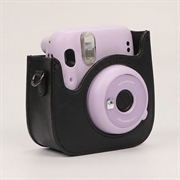 Fujifilm Instax Mini 12/11/9/8 retro kameraveske i skinn med skulderrem - svart