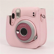 Fujifilm Instax Mini 12/11/9/8 retro kameraveske i skinn med skulderrem - rosa
