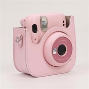 Fujifilm Instax Mini 12/11/9/8 retro kameraveske i skinn med skulderrem - rosa