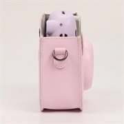 Fujifilm Instax Mini 12/11/9/8 retro kameraveske i skinn med skulderrem - rosa
