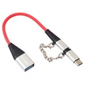 Rexus 2-i-1 USB 2.0 / USB-C og MicroUSB OTG Kabeladapter - Sølv