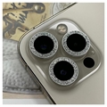 iPhone 13 Pro/13 Pro Max Rhinestone Kamera Linse Beskyttelse Herdet Glass - Sølv