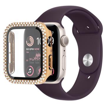 Rhinestone Dekorative Apple Watch SE (2022)/SE/6/5/4 Deksel med Skjermbeskytter - 44mm - Gull
