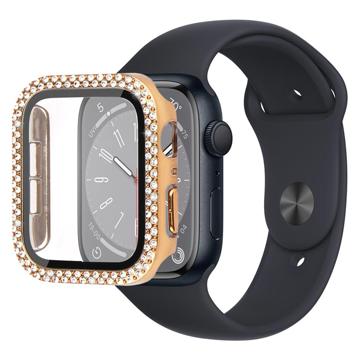 Rhinestone Dekorative Apple Watch Series 9/8/7 Deksel med Skjermbeskytter - 41mm - Gull