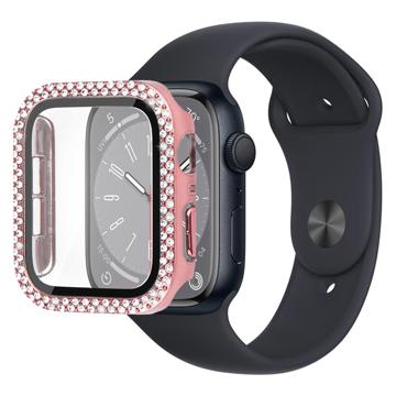 Rhinestone Dekorative Apple Watch Series 9/8/7 Deksel med Skjermbeskytter - 41mm - Rosa