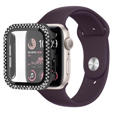 Rhinestone Dekorative Apple Watch SE (2022)/SE/6/5/4 Deksel med Skjermbeskytter - 44mm - Svart