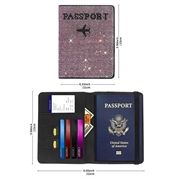 Sett med passholder og bagasjelapp med rhinsteiner - rosa