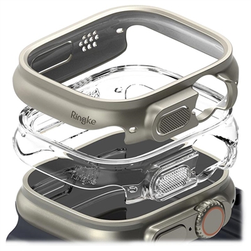Ringke Slim Apple Watch Ultra/Ultra 2 Deksel - 49mm - 2 Stk. - Klar & Titan Grå
