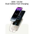 Rock P90 20000mAh powerbank med USB-C- og Lightning-kabler - hvit