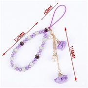 Telefonrem med roseblomst-smykker og krystallperler - Lilla