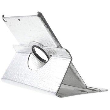 iPad 9.7 2017/2018 Roterende Deksel - Crocodile - Sølv