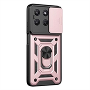 Motorola Moto G37/G37 Power/G47 Hybrid-deksel med Roterende Ring med Kameraskjold - Roségull