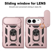 iPhone Fold Hybrid-deksel med Roterende Ring med Kameraskjold - Roségull