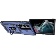 Samsung Galaxy S23 Ultra 5G Hybrid-deksel med Roterende Ring med Kameraskjold - Blå