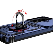 Samsung Galaxy S23 Ultra 5G Hybrid-deksel med Roterende Ring med Kameraskjold - Blå