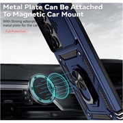 Samsung Galaxy S23 Ultra 5G Hybrid-deksel med Roterende Ring med Kameraskjold - Blå