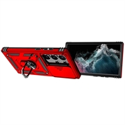 Samsung Galaxy S23 Ultra 5G Hybrid-deksel med Roterende Ring med Kameraskjold - Rød