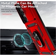 Samsung Galaxy S23 Ultra 5G Hybrid-deksel med Roterende Ring med Kameraskjold - Rød