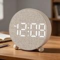 Rund digital LED-vekkerklokke med to alarmer - beige