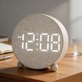 Rund digital LED-vekkerklokke med to alarmer - beige