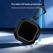 Samsung Galaxy Buds4/Buds4 Pro robust etui med karabinkrok og rengjøringspenner - svart