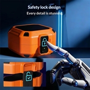 Samsung Galaxy Buds4/Buds4 Pro robust etui med karabinkrok og rengjøringspenner - oransje / svart