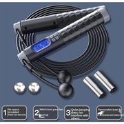 S09 Justerbart hoppetau med digital kalori- og hoppeteller - svart