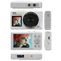 S150 Pro 5K digitalkamera med to skjermer og 32GB minnekort - hvit