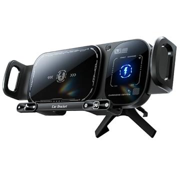 SD01 15W trådløs billader / bilholder med to spoler - svart