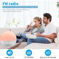SH08 Vekkerklokke til nattbordet med LED-lys, stemningsfarger, hvit støy og FM-radio