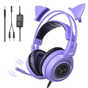 SOMIC G951S E-Sports Gaming Headphone 3.5mm kablet over-øret-hodesett - Lilla