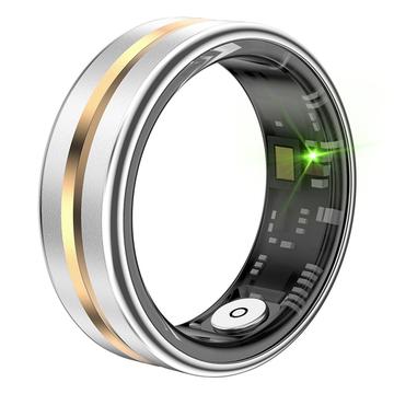SR03 Ultratynn multifunksjonell smart ring - Størrelse: 9/19mm - gull midt / sølv