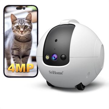 SRIHOME DH013 AI Smart kamerarobot for Pet Monitor med ladestasjon - Hvit