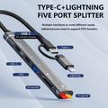 SVT02 For iPhone + Type-C hub-adapter til 2 Type-C-porter + USB + 2 kortleserplasser - sølvfarget