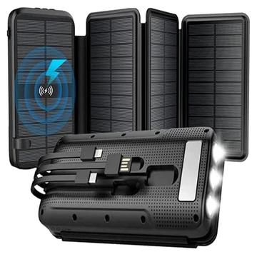 SY-L3S4W 16000mAh Powerbank med USB-, USB-C- og Lightning-kabler - 20W PD - Svart