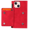 Saii Glidelås iPhone 13 Mini Lommebok-deksel med Stropp - Rød