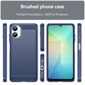 Samsung Galaxy A06 5G Børstet TPU-deksel - karbonfiber - blå