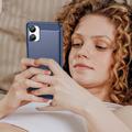 Samsung Galaxy A06 5G Børstet TPU-deksel - karbonfiber - blå