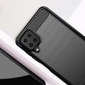 Samsung Galaxy A12 Børstet TPU Deksel - Karbonfiber